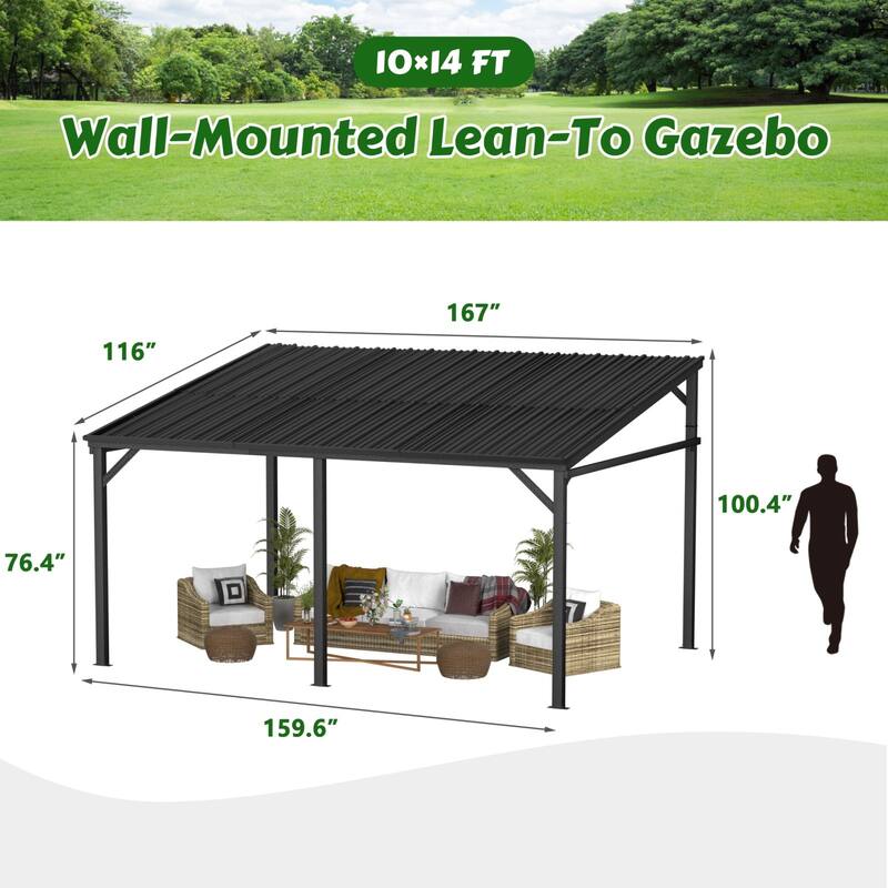 VEIKOUS 14 x 10 FT Aluminum Patio Pergola Gazebo for Outdoor