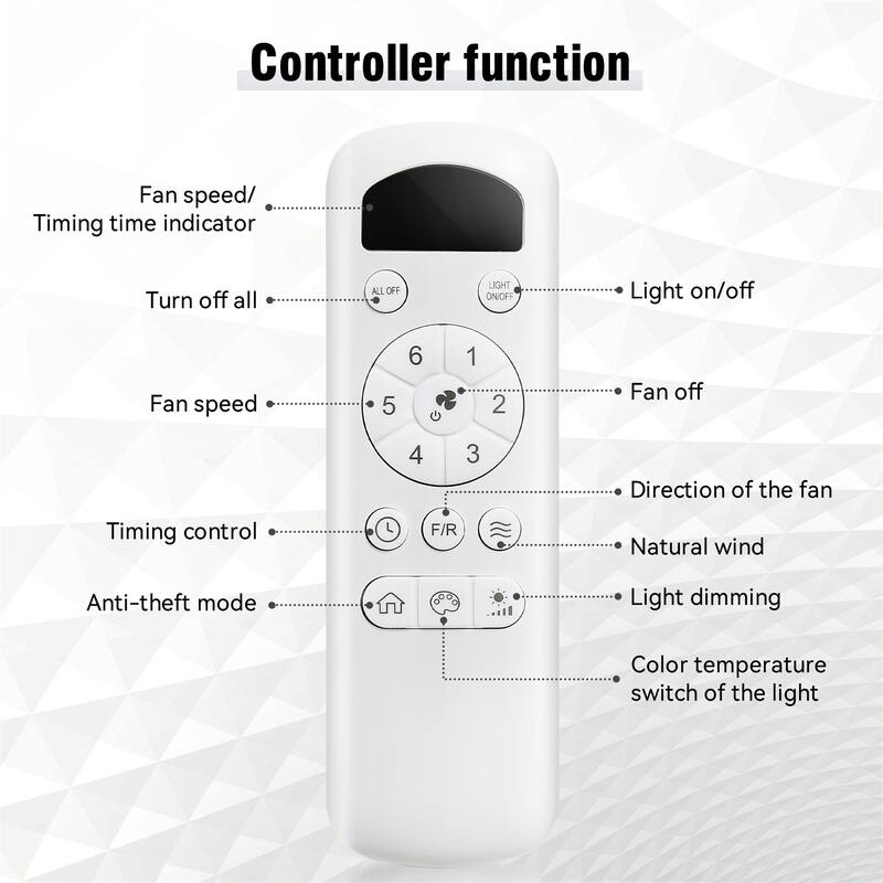 47 Inch Ceiling Fan with 22W LED Light and Remote Control