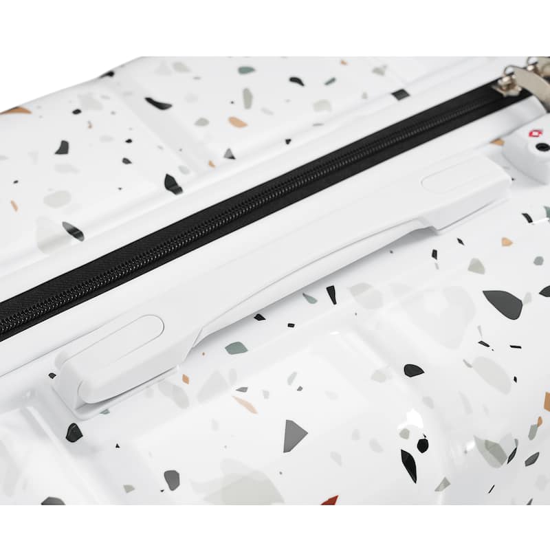 3-Piece, 20-Inch Modern Hard Shell Luggage with USB Port and Spinner Wheels, for Boarding Travel, White