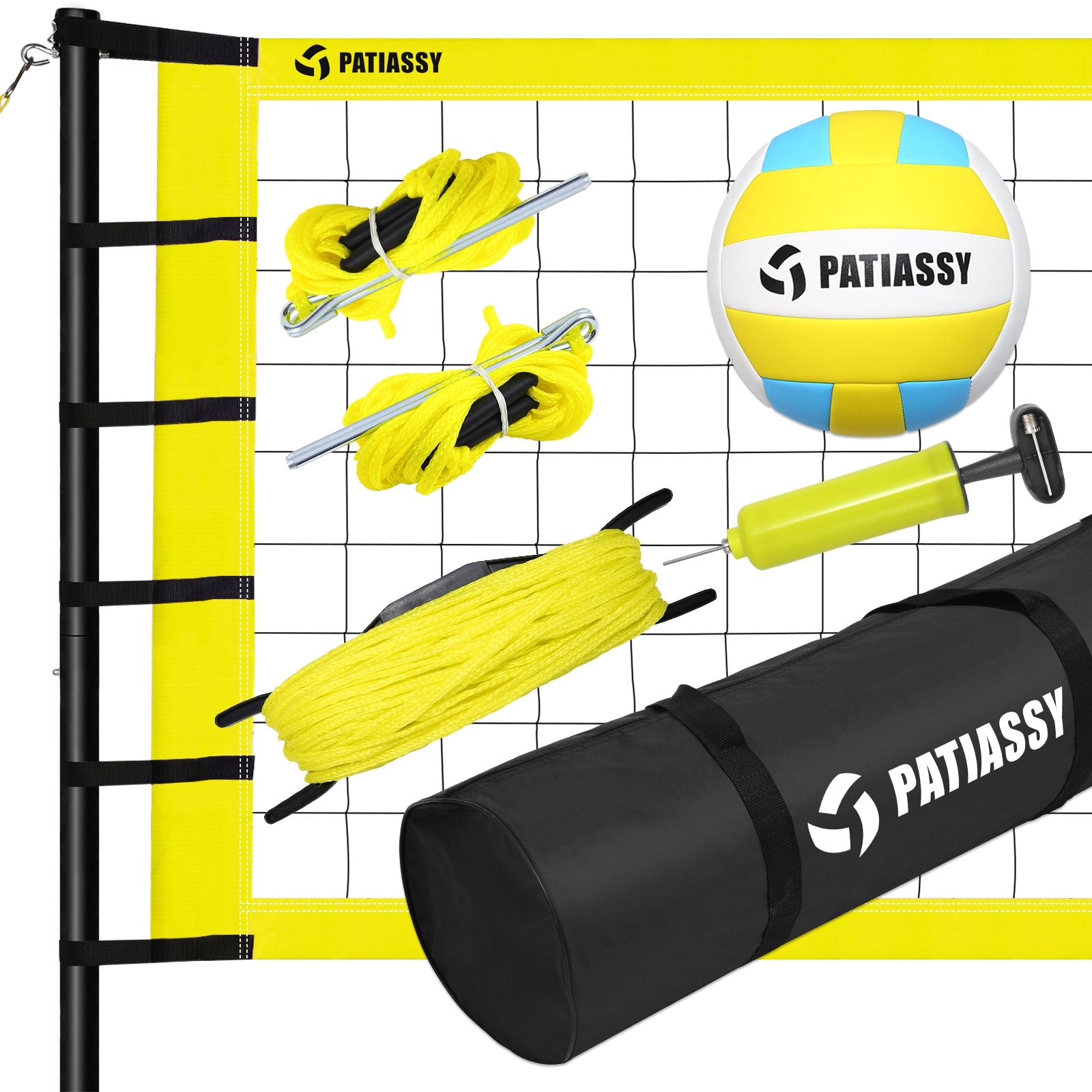 Patiassy Professional Volleyball Net Set with 2'' Aluminum Poles