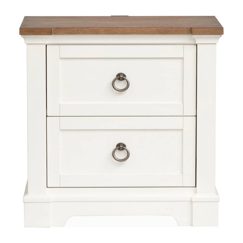 Magnussen Home Kingston Whisper White and Cerused Nutmeg Drawer Nightstand
