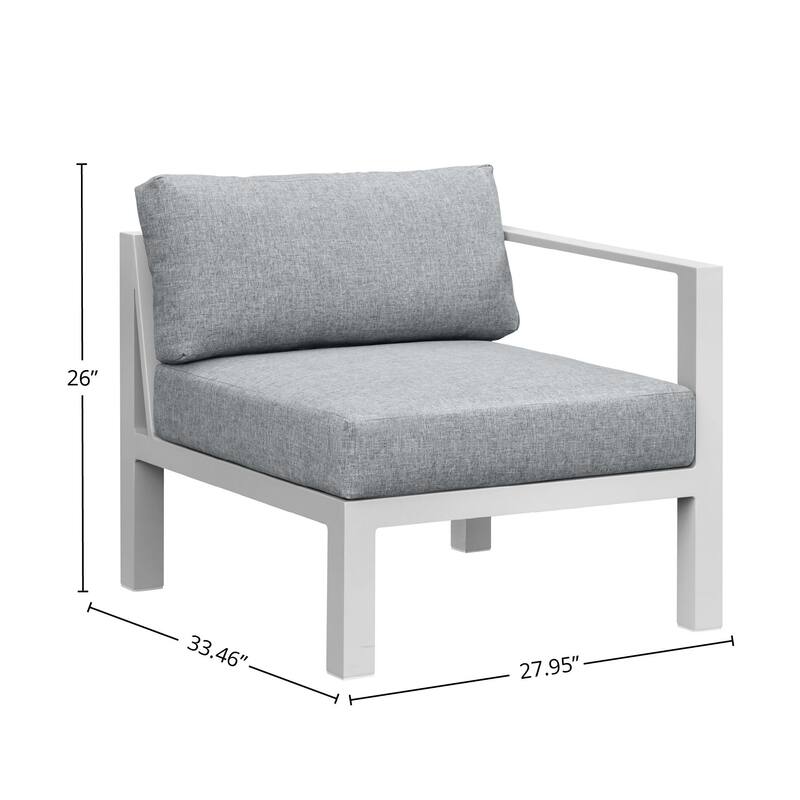 Nash Outdoor Aluminum Right Arm Chair with Cushions, Buff