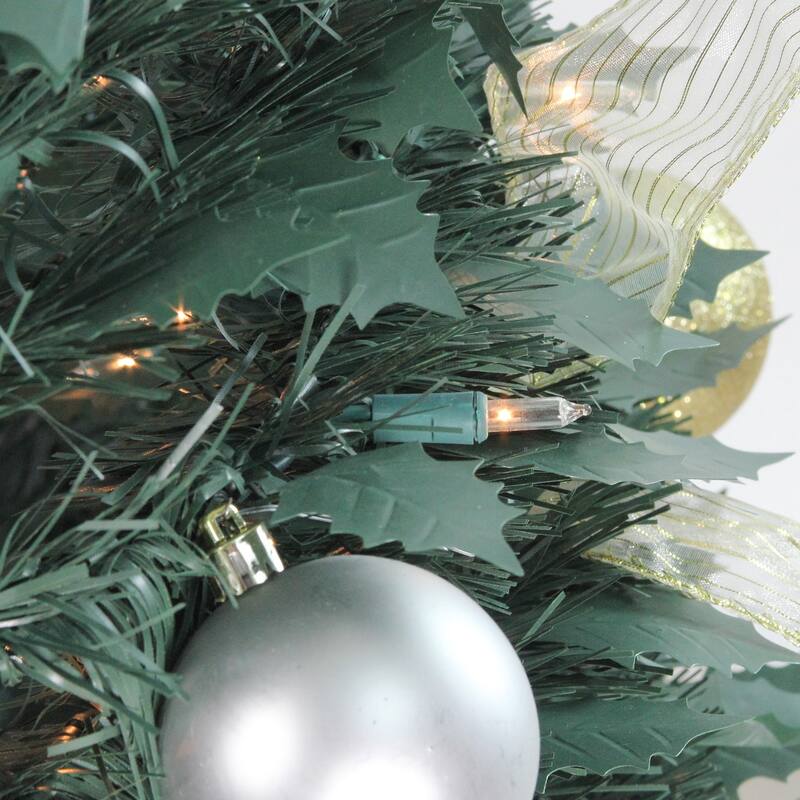 6' Pre-Lit Silver Gold Pre-Decorated Pop-Up Artificial Christmas Tree - 6 Foot