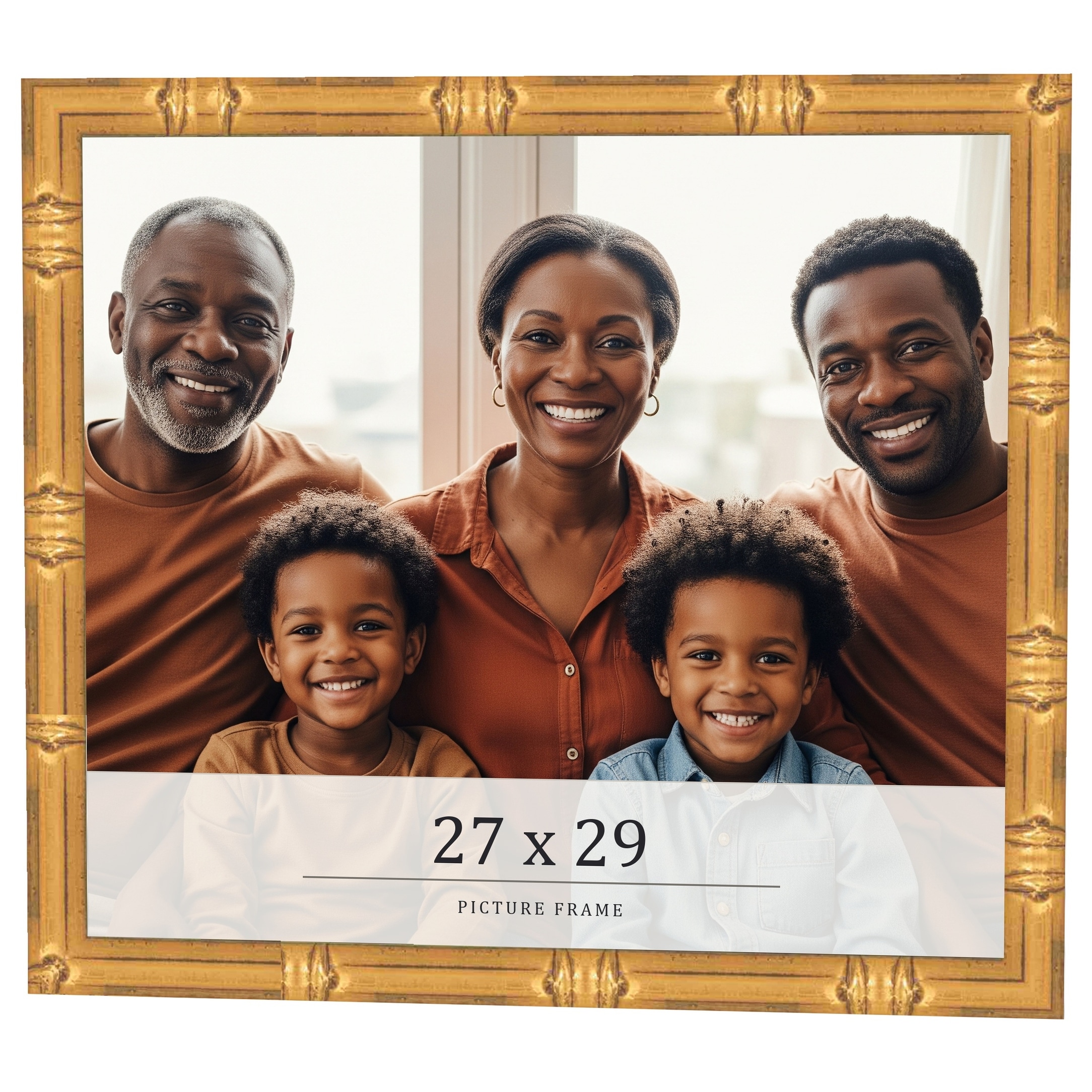 27x29 Frame Gold Bamboo Solid Wood Picture Frame | 1 Inch Moulding
