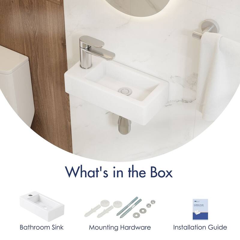 Eridanus Small Wall-Mounted Fireclay Bathroom Sink