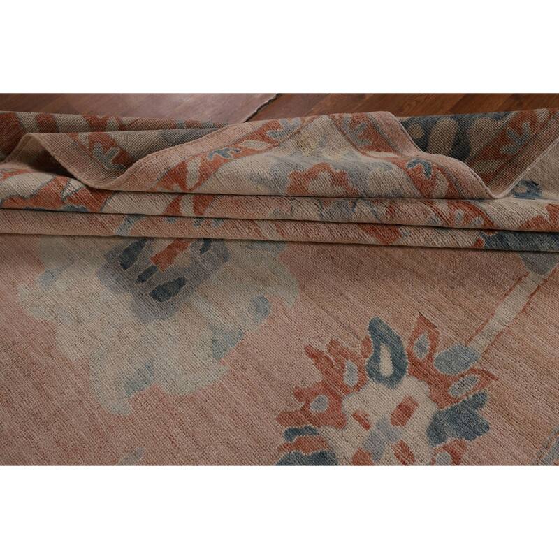 Oushak Turkish Area Rug Handmade Pink Vegetable Dye Wool Carpet - 9'2"x 11'8"