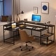 preview thumbnail 22 of 32, L Shaped Desk with Monitor Shelf, Reversible Corner Computer Desk for Office Home 69"