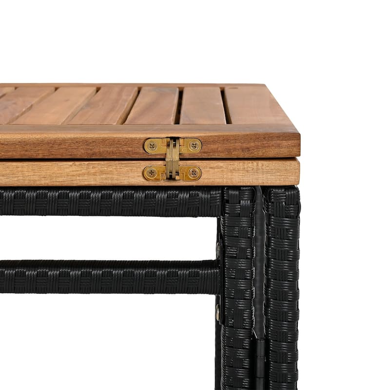 5-Piece Acacia Wood & Wicker Outdoor Bar-Height Bistro Set