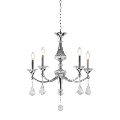 5-Light D23'' Chrome Chandelier With Clear Crystal Accents