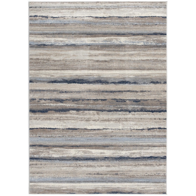 HomeRoots Striped Contemporary Rectangle Area Rug - 36 in. x 27 in. x 0.4 in.