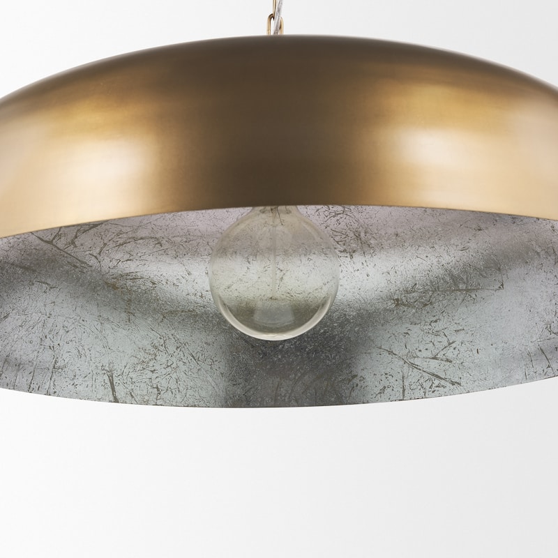 Sanne Antiqued Gold Metal w/ Silver Foil Wide Pendant Light - 30.0L x 30.0W x 10.5H
