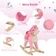 preview thumbnail 3 of 7, Qaba Rocking Horse, Kids Ride on Horse Unicorn Design with Wooden Base, Tail Wag & Sounds for Toddlers 3-6 Years Old, Pink