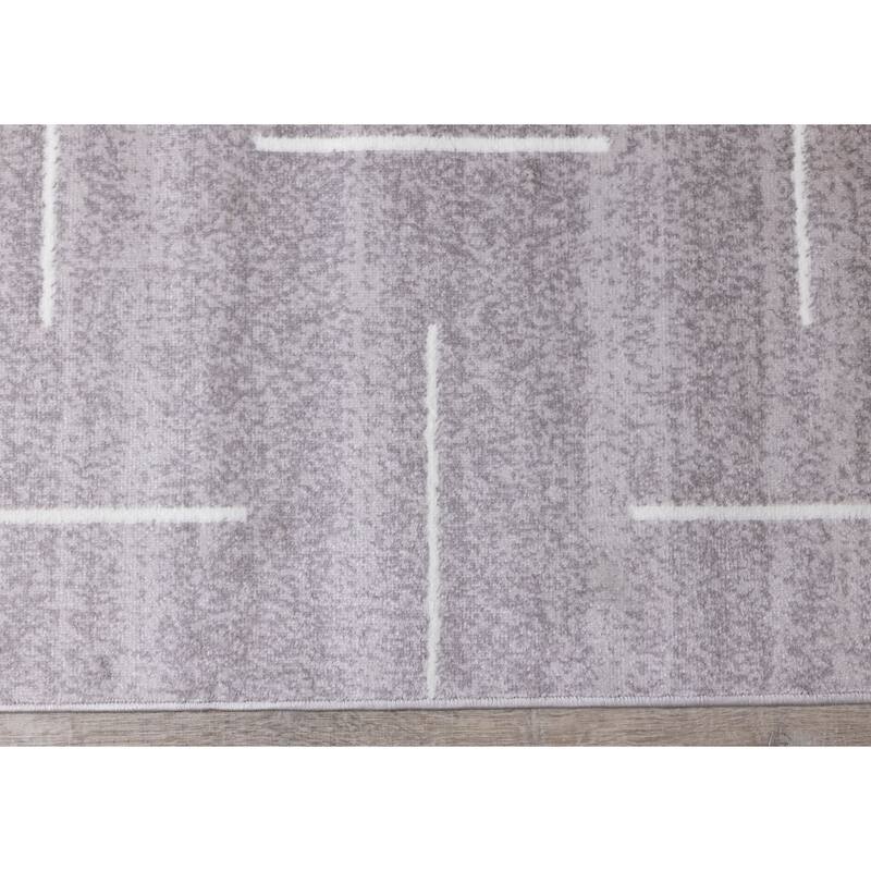 Madrid Collection - Modern Grey Parallel and Perpendicular Lines Rug