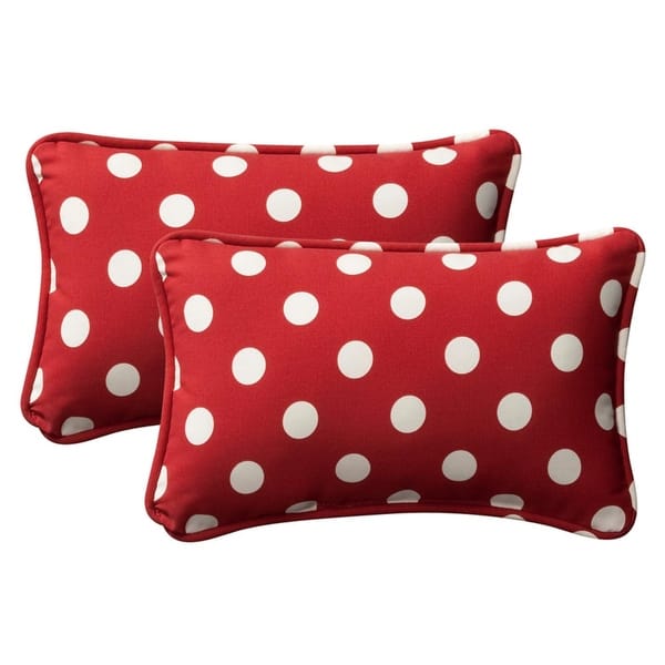 Set of Outdoor Patio Rectangular Throw Pillows Red