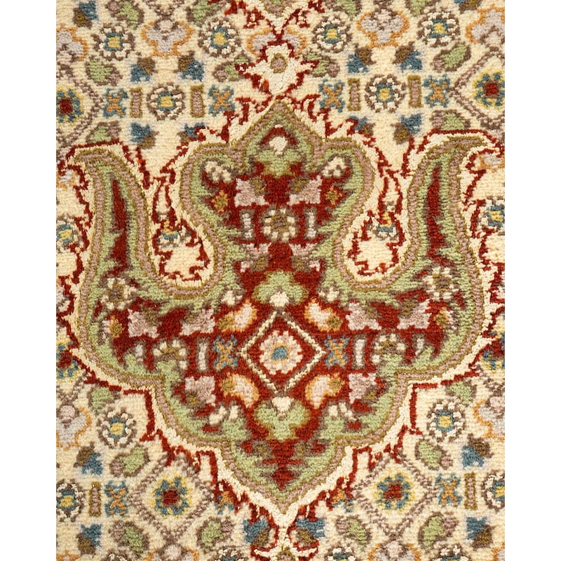 Overton Hand Knotted Wool Traditional Oriental Ivory Area Rug - 6' x 9'