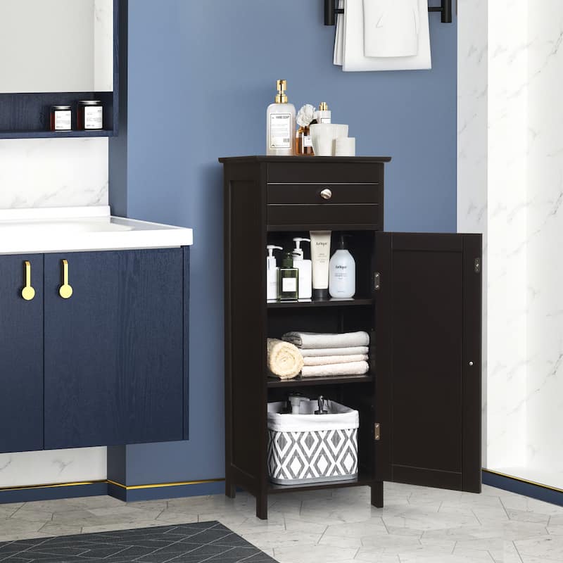 Costway Bathroom Floor Cabinet Storage Organizer Free-Standing with