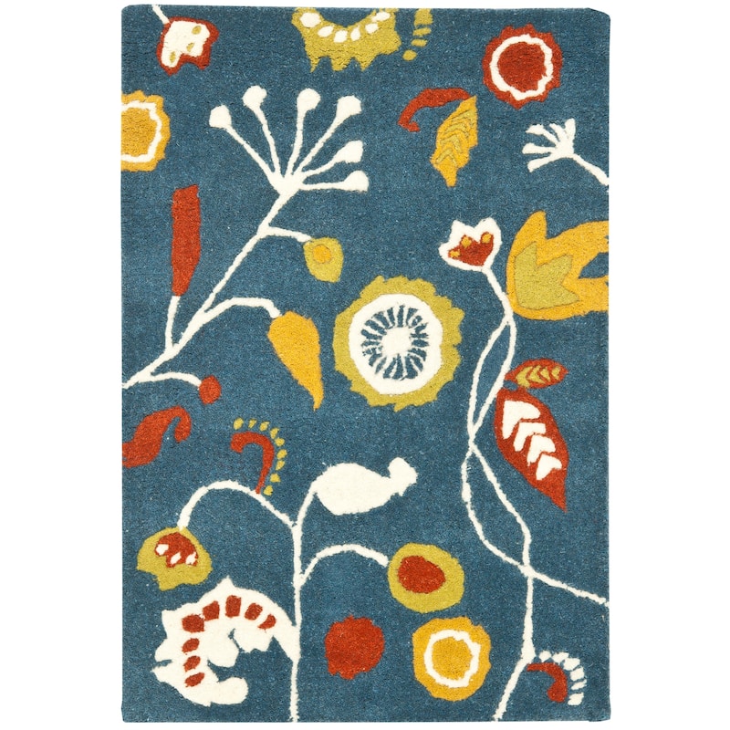 SAFAVIEH Handmade Soho Kaleena Floral N.Z. Wool Rug - 2' x 3' - Dark Blue/Multi
