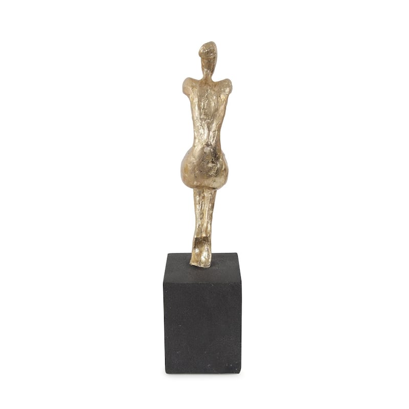 Allan Andrews Gold Resin Utkatasana Yoga Pose Sculpture on Graphite Base - 13.75"H x 3.25"W x 6.5"D