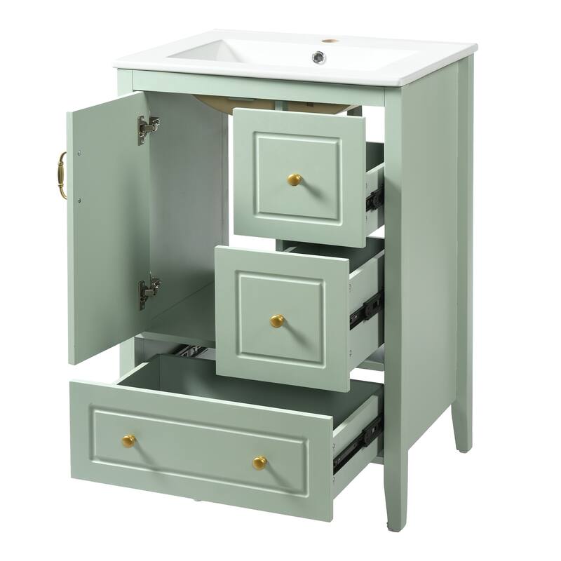Christopher Knight Home - Luxford 24" Bathroom Vanity with Sink with 3 Soft-closing Drawers