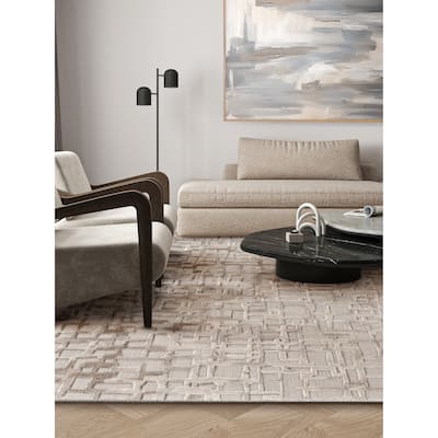 EXQUISITE RUGS Vista Hand-loomed Wool/Bamboo Silk Beige Area Rug.