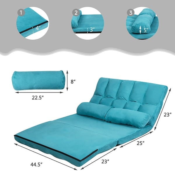 dimension image slide 2 of 6, Costway Foldable Floor Sofa Bed 6-Position Adjustable Lounge Couch