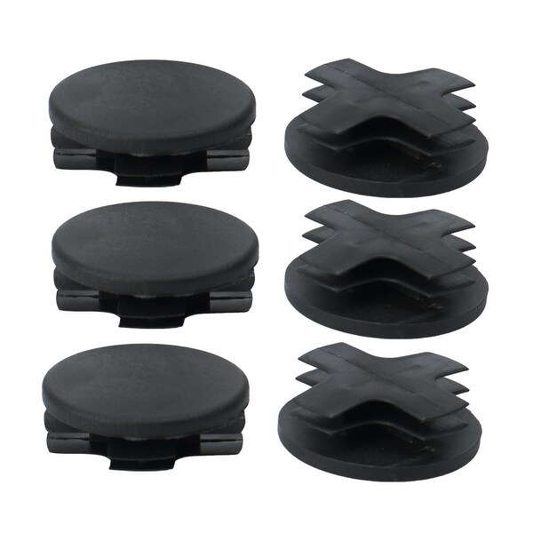 6pcs 38mm OD Plastic Round Tube Insert Ribbed Pipe Cover Caps Black Table Floor Protector, 1.38"-1.46" Inner Dia