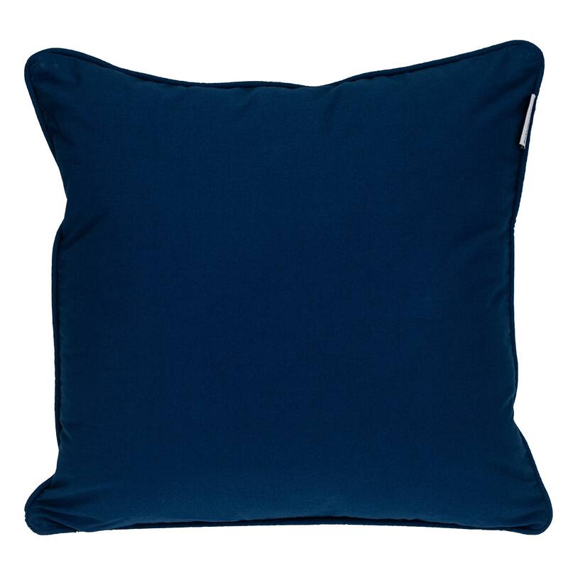 HomeRoots 18" X 18" Blue 100% Cotton Geometric Zippered Pillow