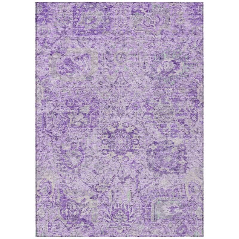 HomeRoots Damask Traditional Rectangle Outdoor Rug