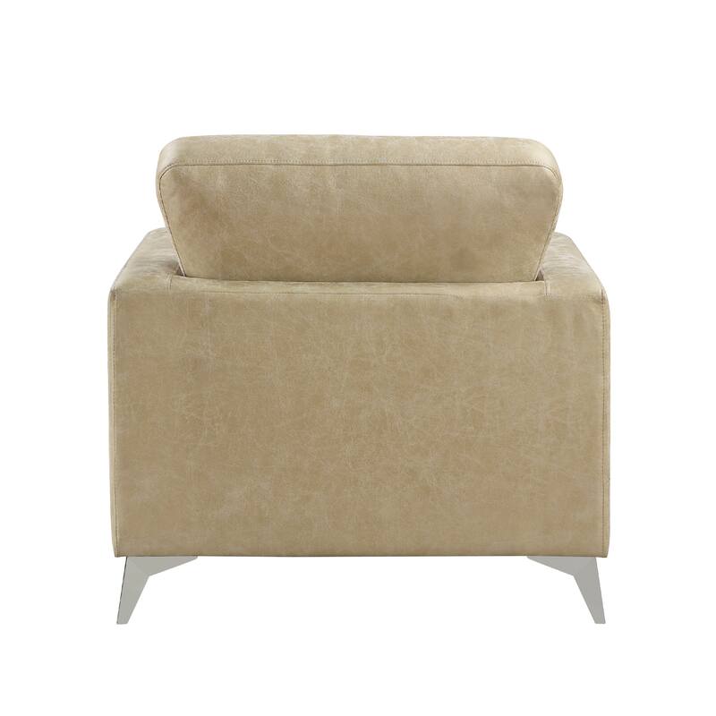 Casie Accent Armchair, Sand Brown Microfiber Foam, Chrome Legs