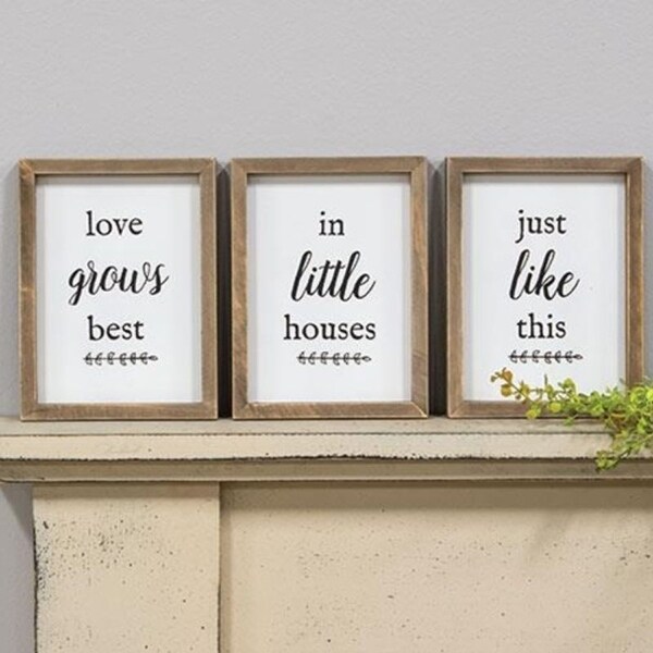 3/Set Love Grows Best Framed Signs