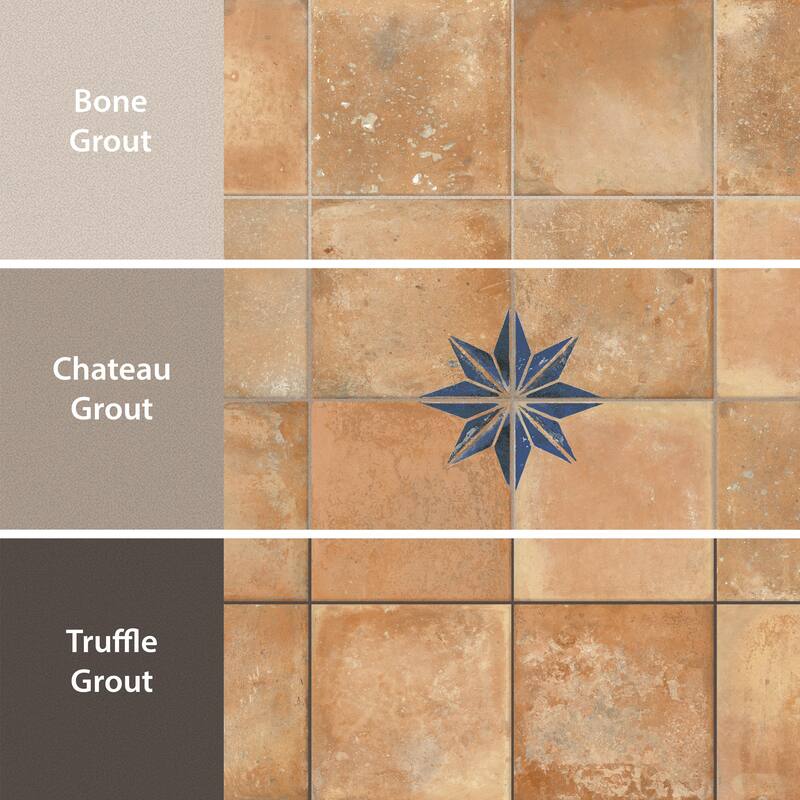 Merola Tile Kings Nonna with Blue Corner Star 17-7/8" x 17-7/8" Porcelain Floor and Wall Tile
