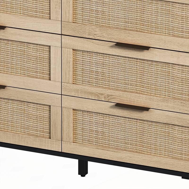 6-Drawers Rattan Storage Cabinet Rattan Drawer
