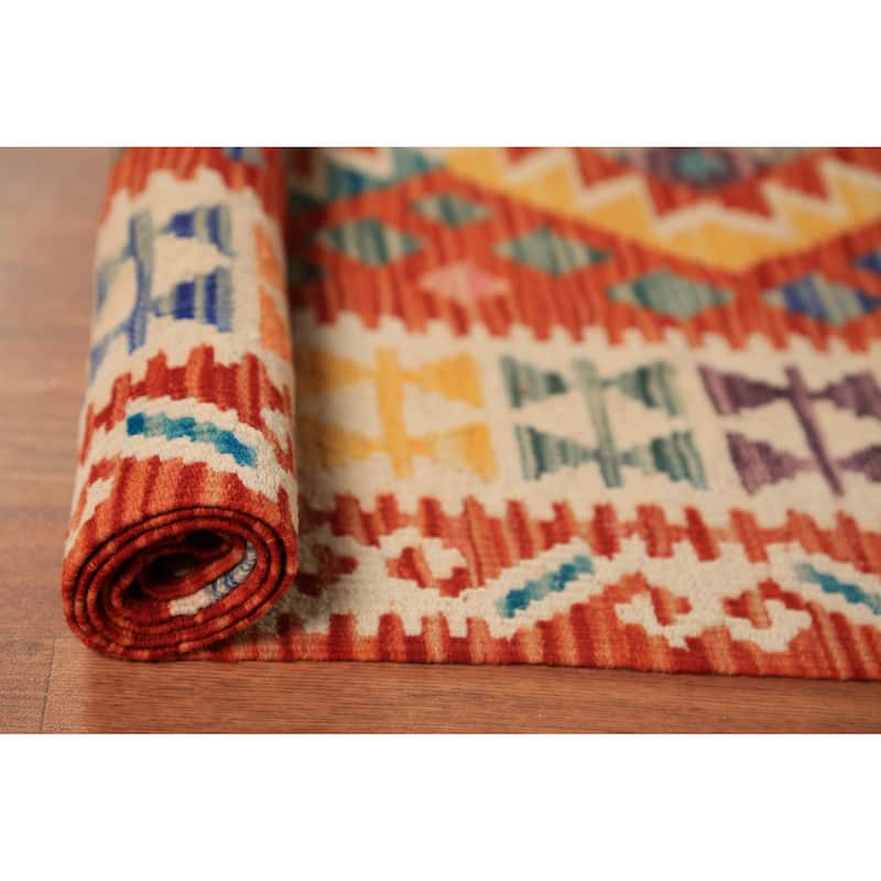 Reversable Kilim Oriental Area Rug Flatweave Living Room Wool Carpet - 9'7"x 13'0"