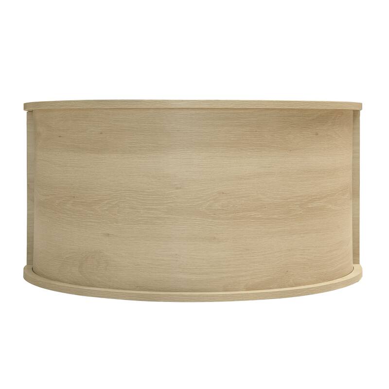 Wooden Arched Kitchen Pantry Cabinet, Storage Cabinet with 2 Rattan Doors, Freestanding Cupboard with 2 Adjustable Shelves