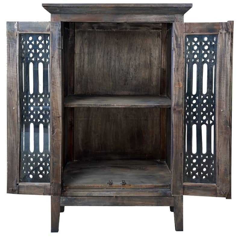 2-Doors Distressed Raftwood Accent Cabinet - 42" - Brown and Black