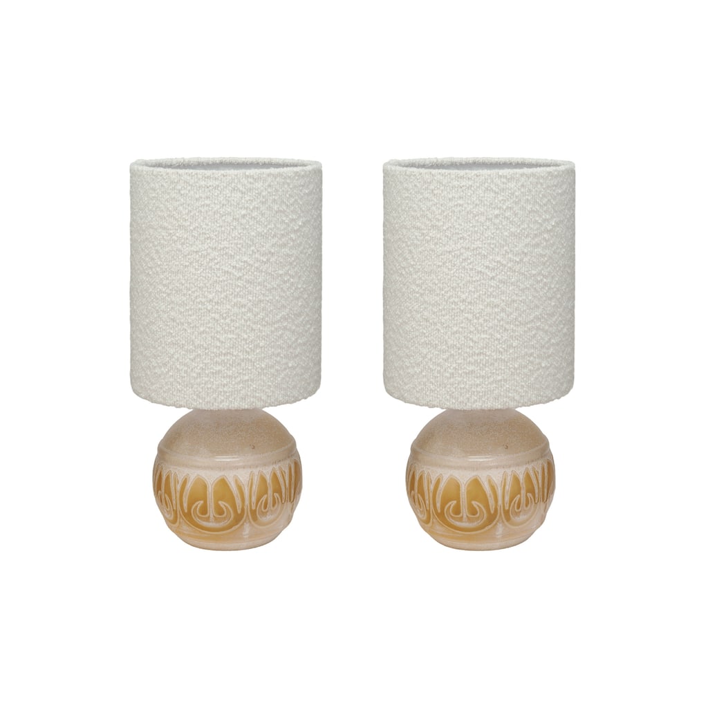 Sunlit Embossed Stoneware Table Lamp, Set of 2