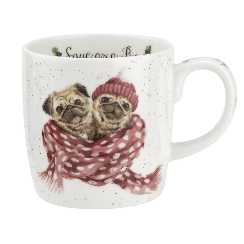 Royal Worcester Holiday Wrendale Designs 14 oz Mug - Snug As a Pug (Dog)