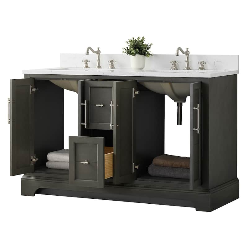 Vanity Art 54" Double Sink Bathroom Vanity with Top & Backsplash