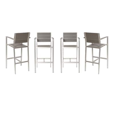 Kylo 18 Inch 4 Piece Outdoor Armchair, Polyresin Backs and Seats, Aluminum