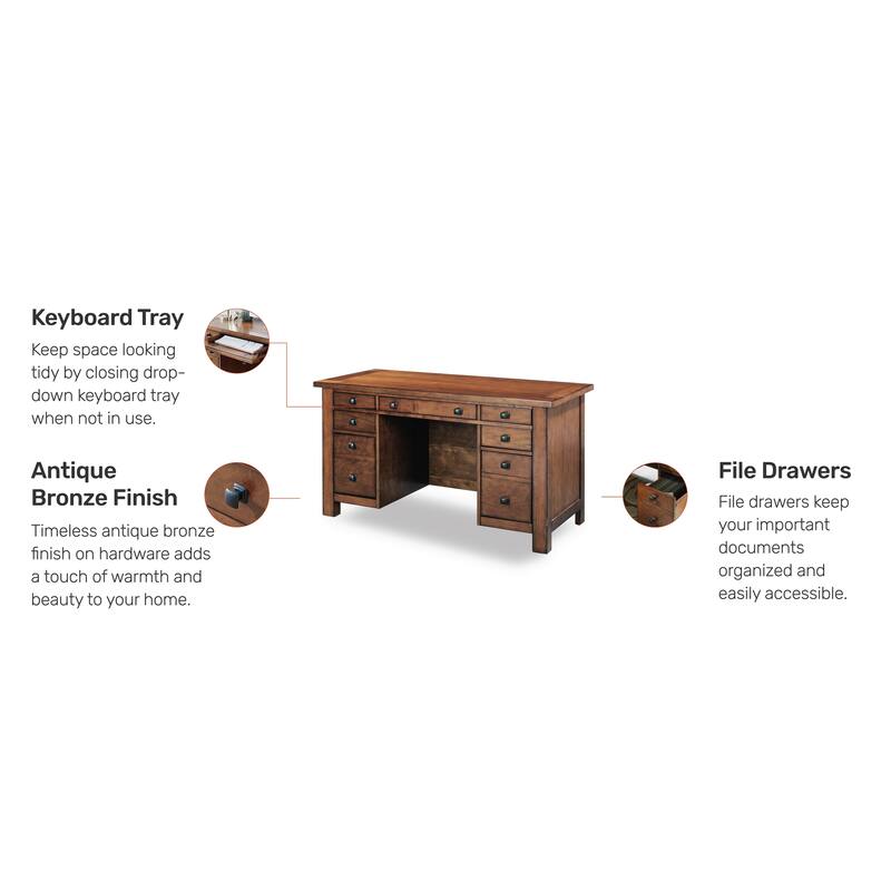 Tahoe Aged Maple 54" W Executive Pedestal Desk by Homestyles