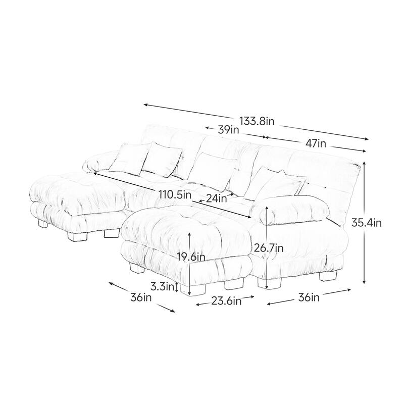 Free Combination Modular Chenille Sectional Sofa Comfy Cloud Couch for Living Room