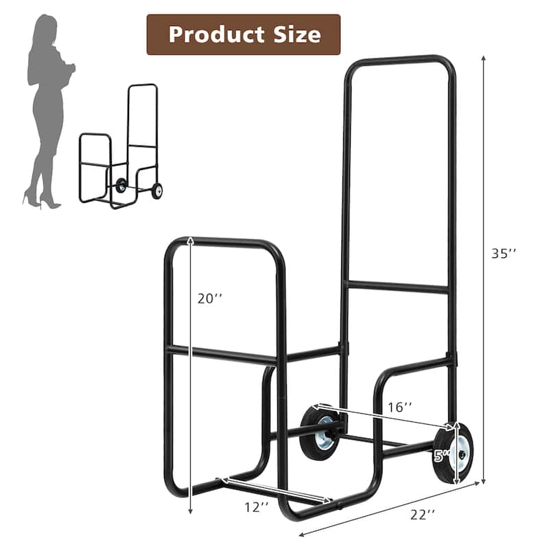 Costway Firewood Storage Rack Wood Mover Hauler Fire Rack Caddy Cart - See Details
