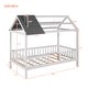preview thumbnail 3 of 7, Grey-White Twin Size Wood House Bed With Fence