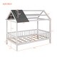 preview thumbnail 9 of 8, Twin Size Wooden House-Themed Bed with Playful Fence Design for Kids