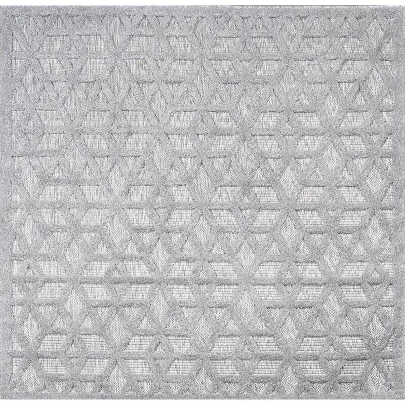 JONATHAN Y Peralta Neutral Geometric Indoor/Outdoor Area Rug - 5' Square - Light Gray