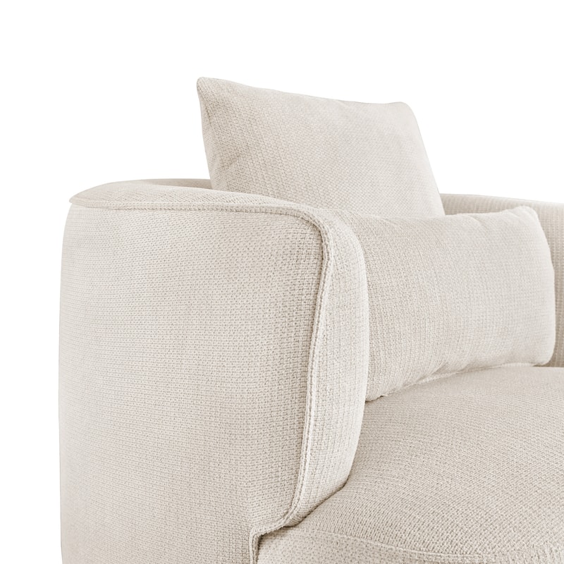 LUE BONA Swivel Accent Armchair Fabric Blend, Modern Upholstered Barrel Chair Living Room Sofa Chair