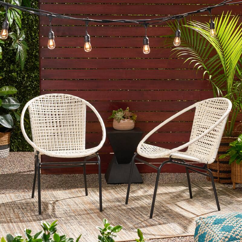 OUTDOOR WICKER CHAIR Set of 2 for Ultimate Outdoor Relaxation and Style - White