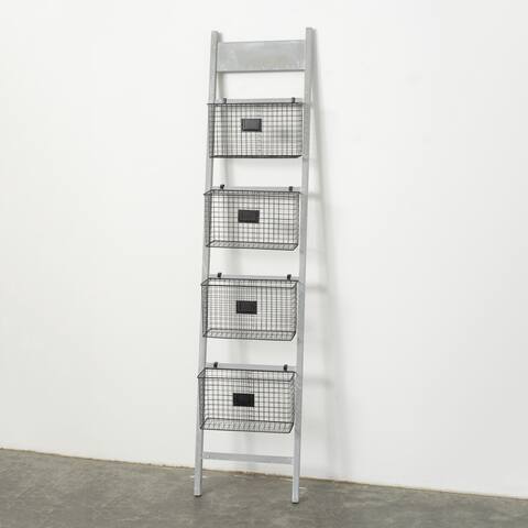 Sullivans Leaning Ladder Shelf & Baskets