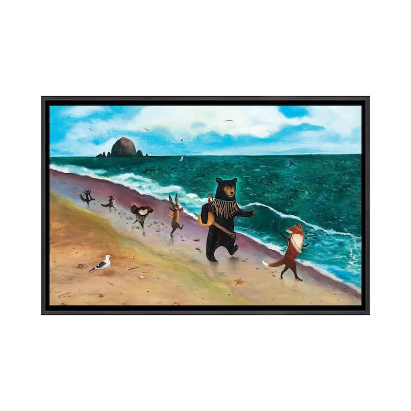 iCanvas "Beach Day" by Jahna Vashti Framed - Ebony - 18x26