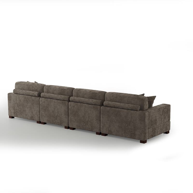 Modern Oversized Chenille Modular Sectional Sofa with Ottoman